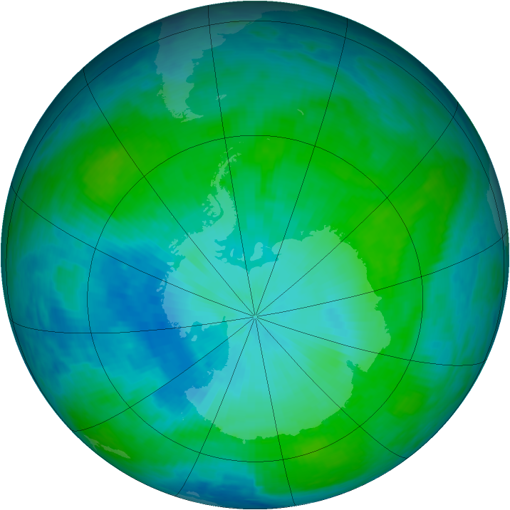 Antarctic ozone map for 02 February 1993